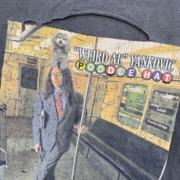 Weird Al Yankovic Poodle Hat Tour 2004 Graphic T-Shirt Distressed XL Thrashed - Picture 4 of 8
